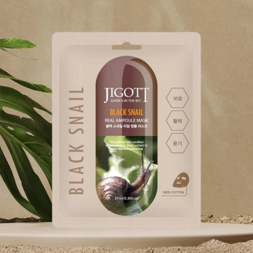 Jigott Black Snail Real Ampoule Sheet Mask 27ml