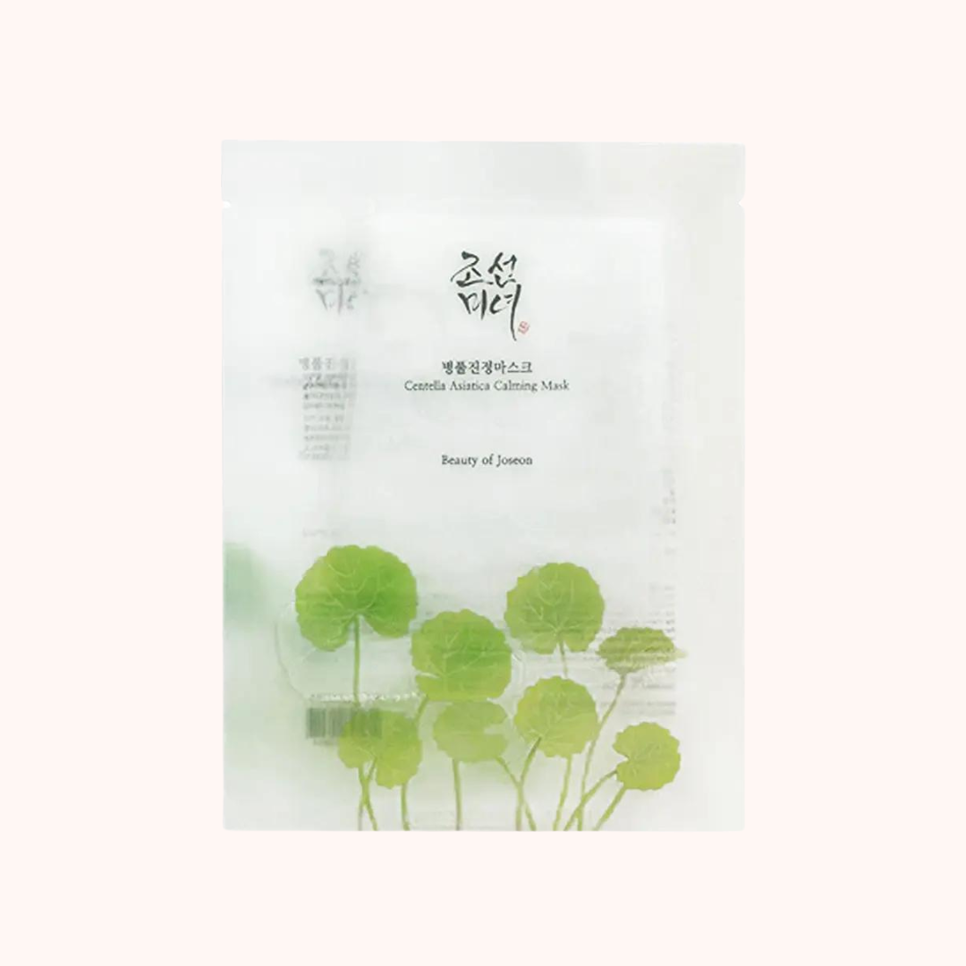 A packaged sheet mask product with a label reading &