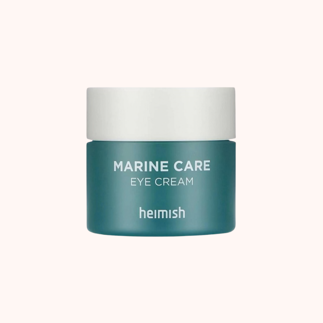 Marine Care Eye Cream jar by heimish on a white background