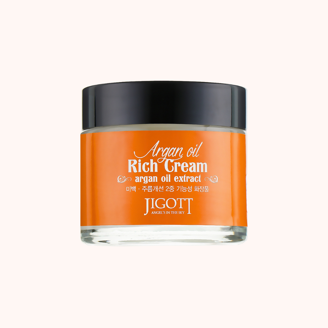 Jigott Argan Oil Rich Cream jar on a white background
