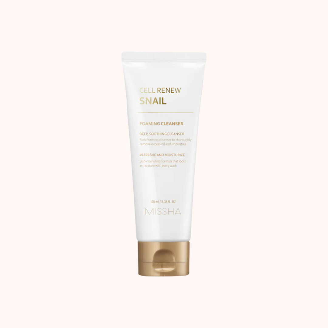 Tube of Cell Renew Snail Cleanser by Missha on a white background