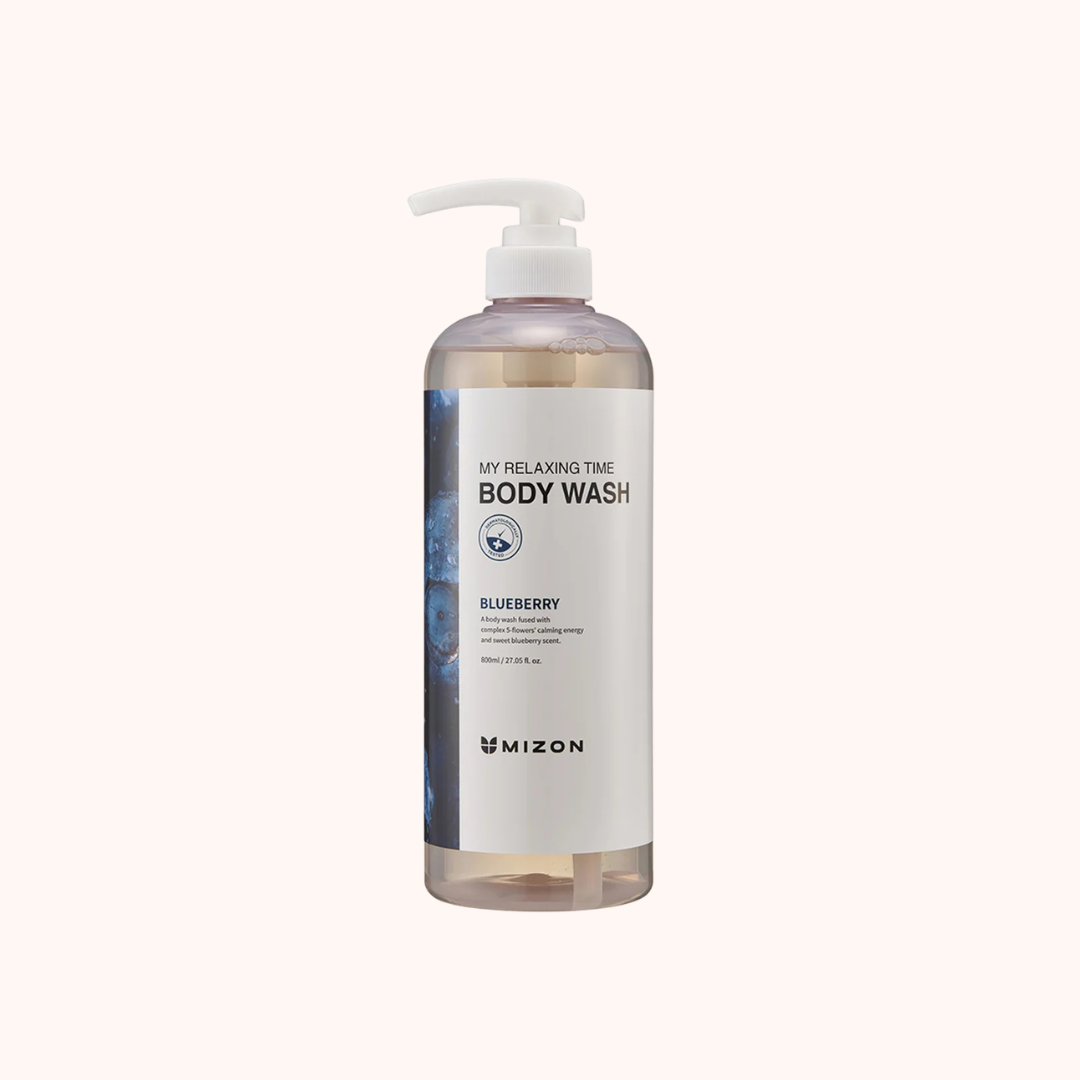 Mizon body wash bottle with pump on a white background