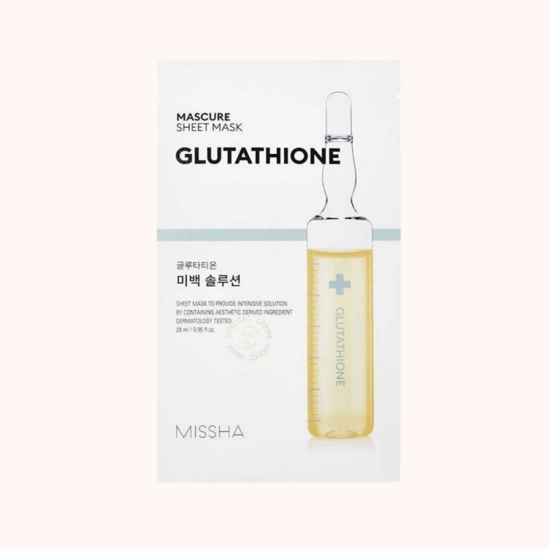 Missha Mascure Whitening Glutathione Sheet Mask 28ml/ K-BEAUTY EUROPE Kosmos Beauty Lab Missha Mascure Whitening Glutathione Sheet Mask 28ml/ K-BEAUTY EUROPE Kosmos Beauty Lab