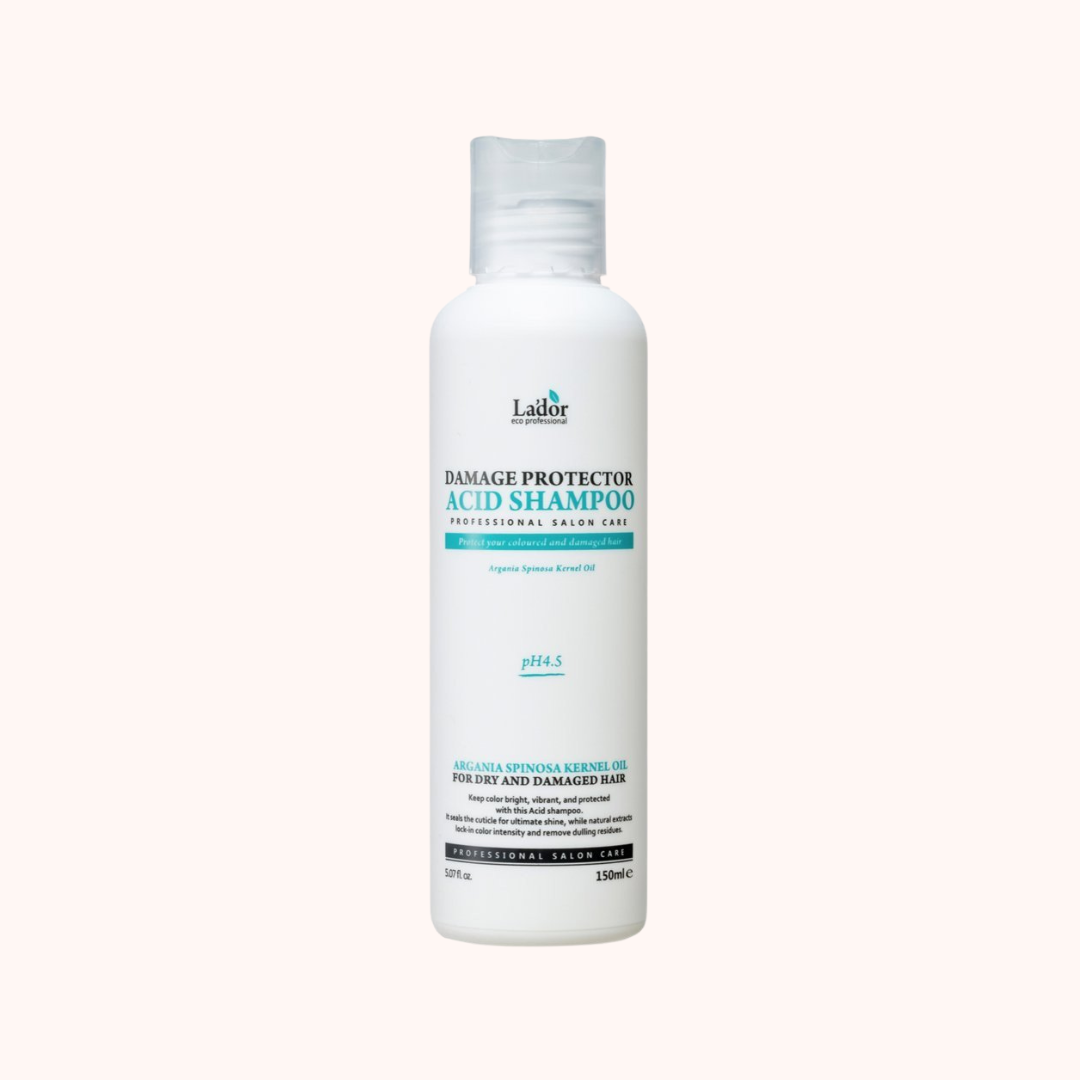A bottle of Lador Professional Hair Care Damage Protector Acid Shampoo, 150ml.