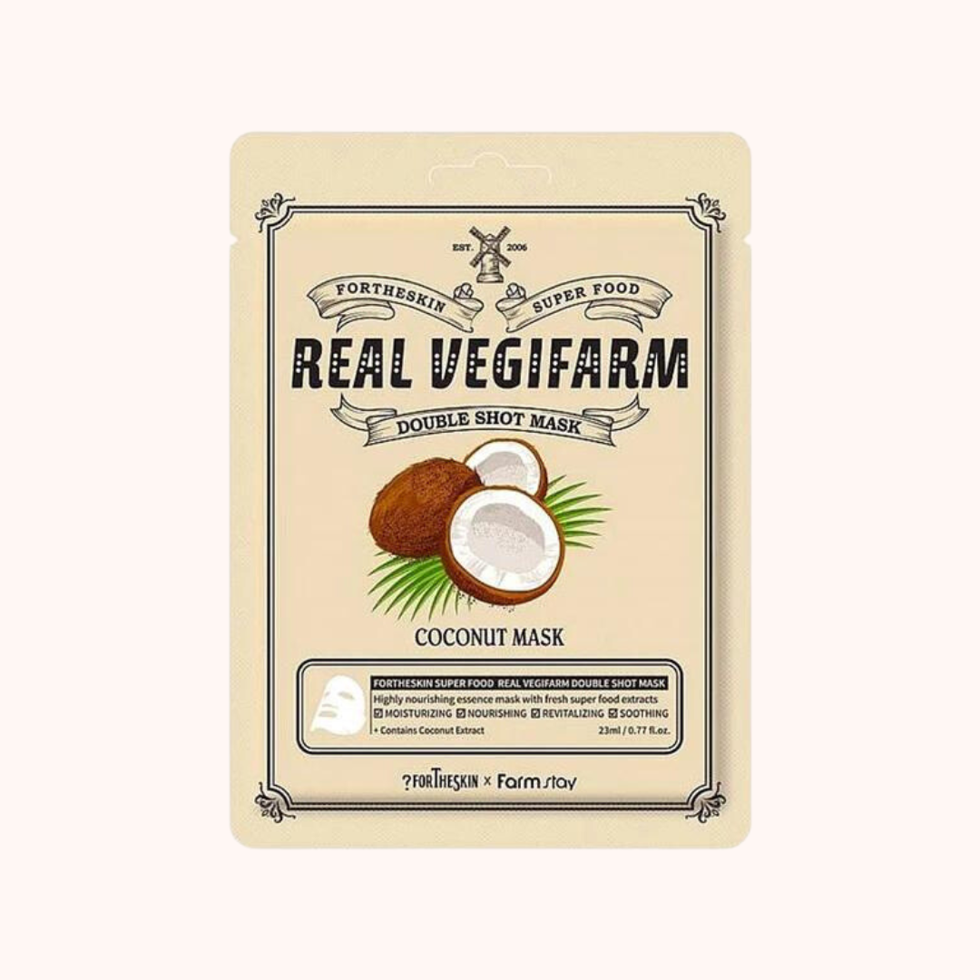 Fortheskin Super Food Real Vegifarm Double Shot Mask Coconut Тканевая маска с кокосом