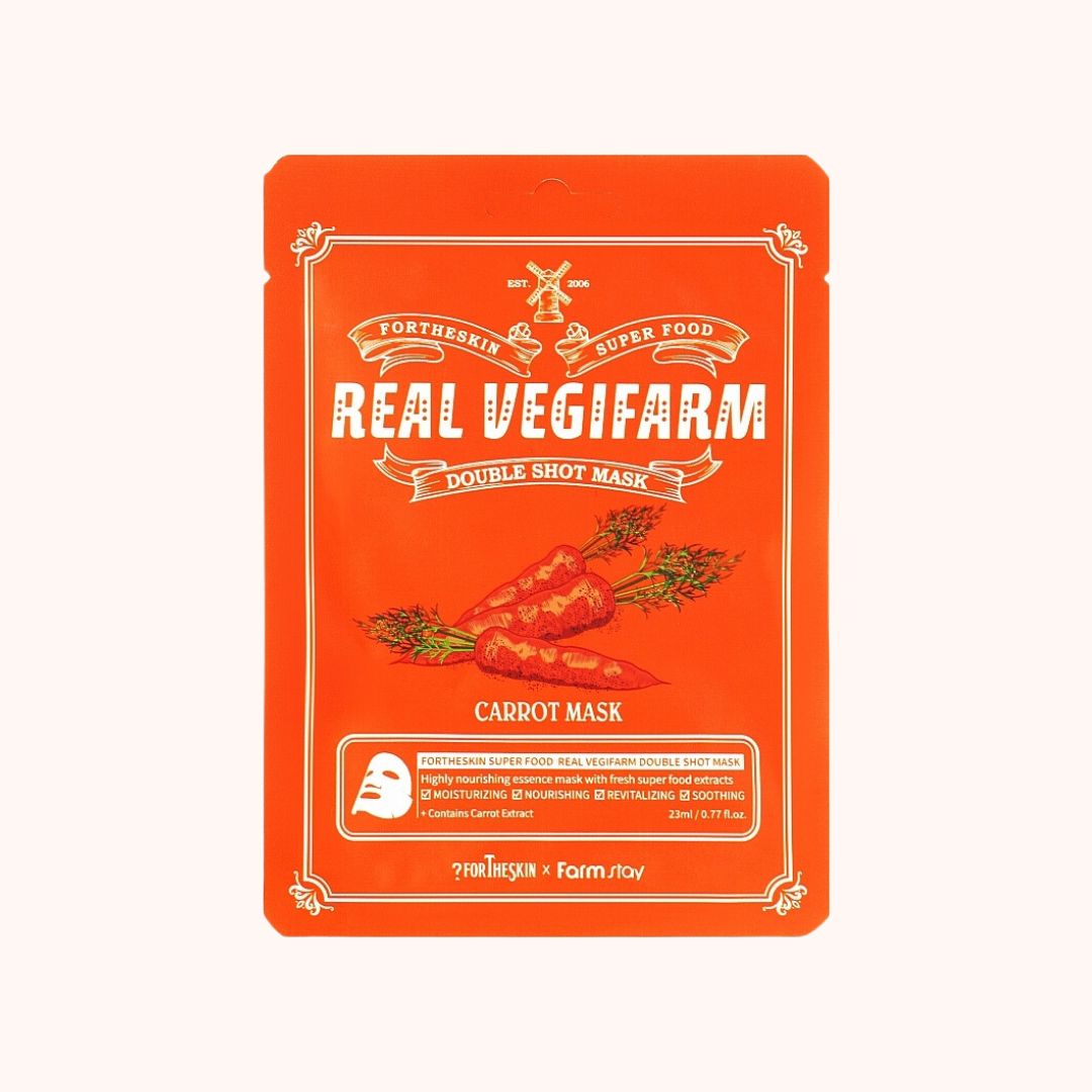 Fortheskin Super Food Real Vegifarm Double Shot Mask Carrot Антиоксидантная маска с морковью