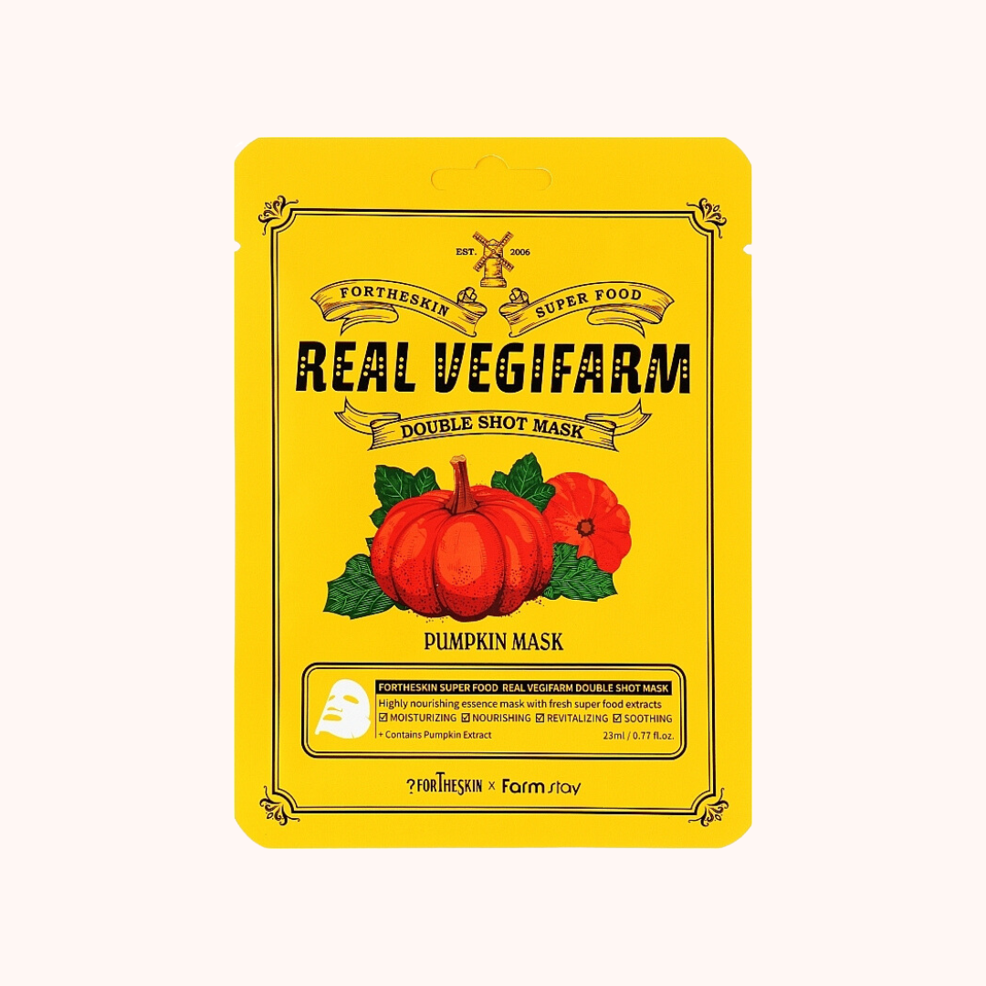 Fortheskin Super Food Real Vegifarm Double Shot Mask Pumpkin Тканевая маска с экстрактом тыквы