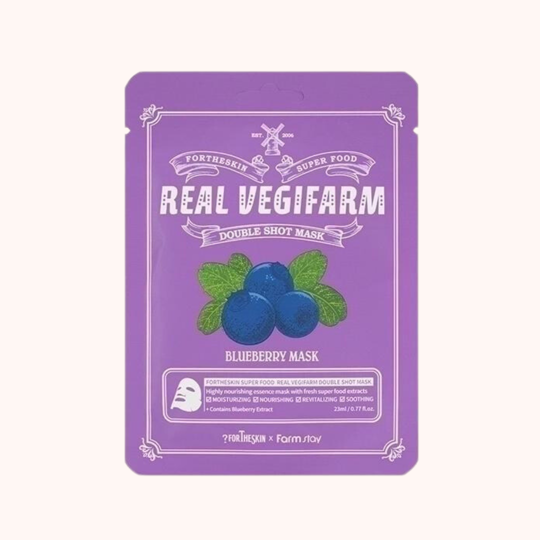 Fortheskin Super Food Real Vegifarm Double Shot Mask Blueberry