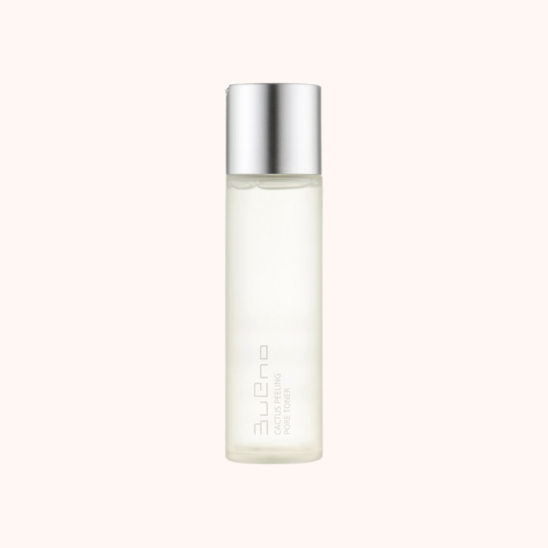 Clear bottle with silver cap on a white background