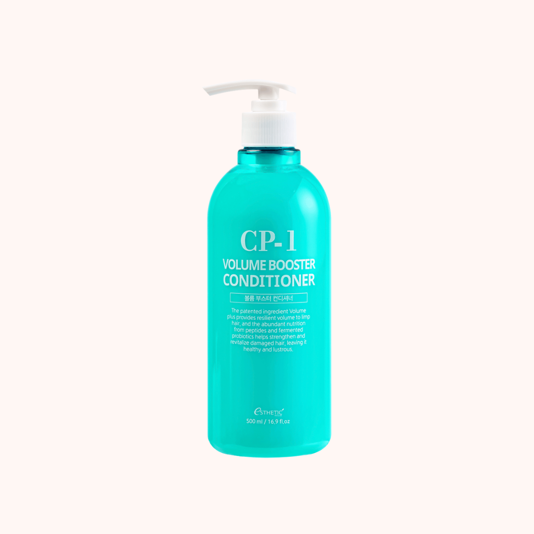 Turquoise bottle of CP-1 Volume Booster Conditioner on a white background