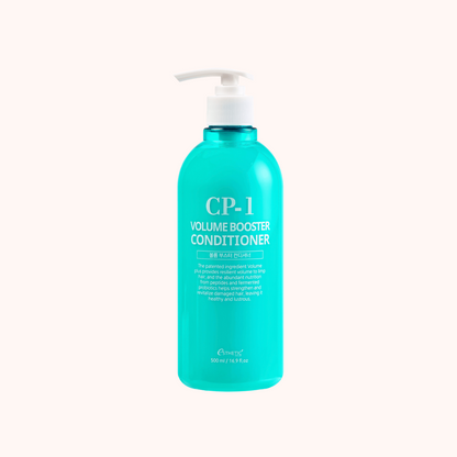 Turquoise bottle of CP-1 Volume Booster Conditioner on a white background