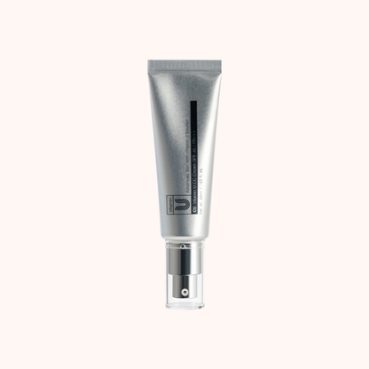 Silver tube with a spray nozzle on a white background
