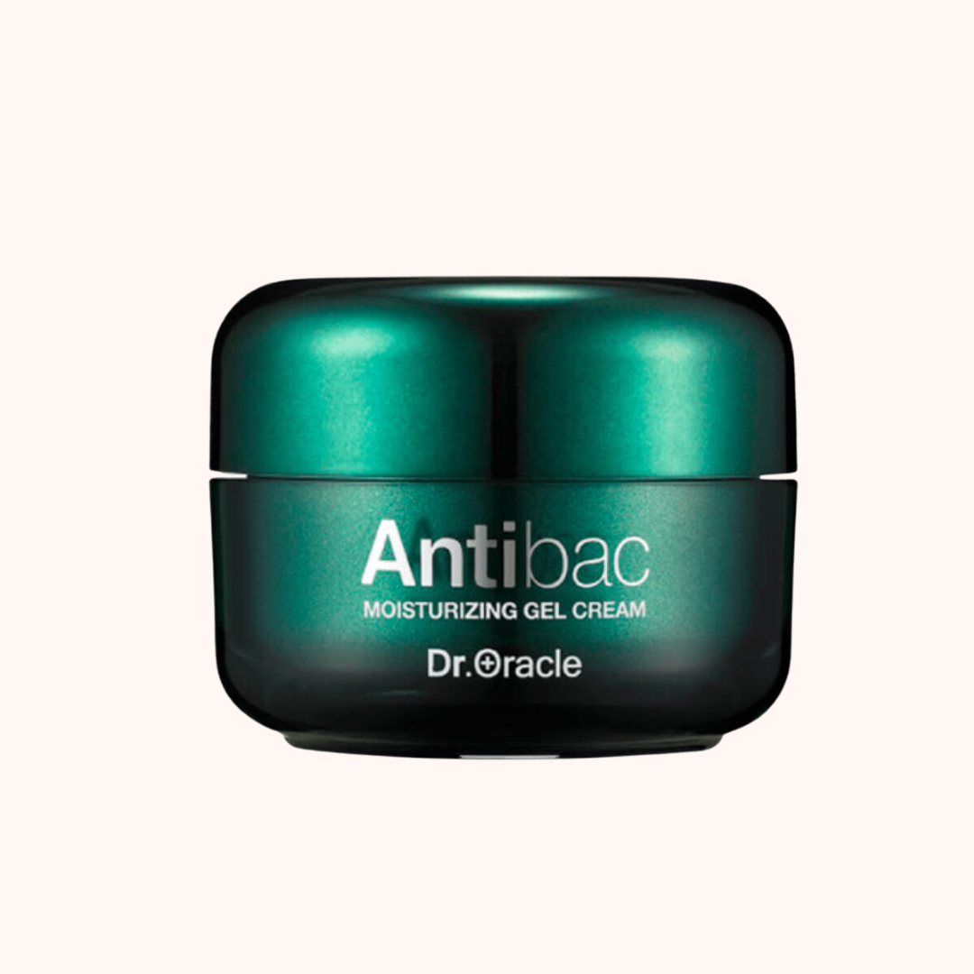 A green-colored jar of Dr. Oracle Antibac Moisturizing Gel Cream with a matte finish.