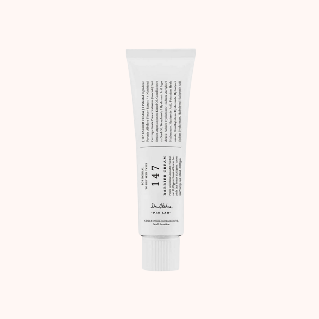 A tube of Dr. Althea 147 Barrier Facial Cream with white packaging and black text.