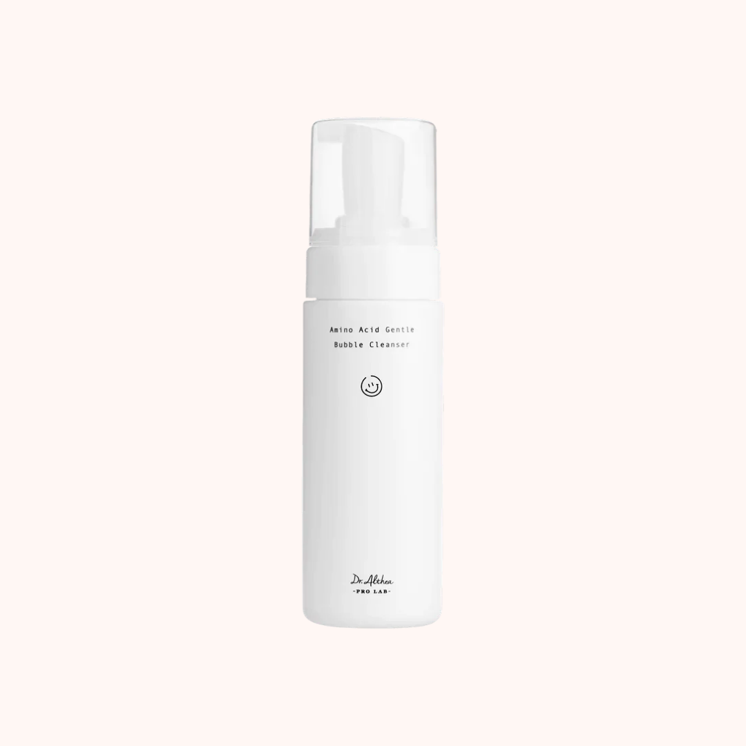 White bottle of Dr. Althea Bubble Cleanser on a white background