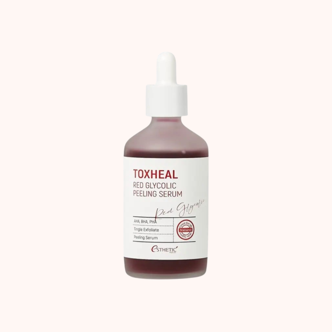 TOXHEAL Red Glycolic Peeling Serum bottle on a white background