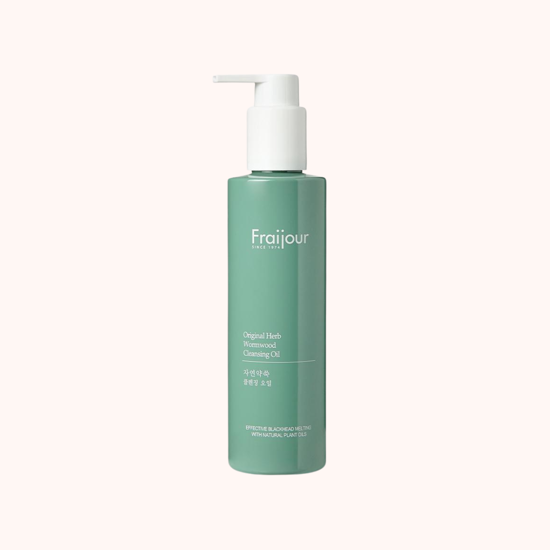 A pump bottle of Fraijour Original Herb Wormwood Cleansing Oil against a white background.