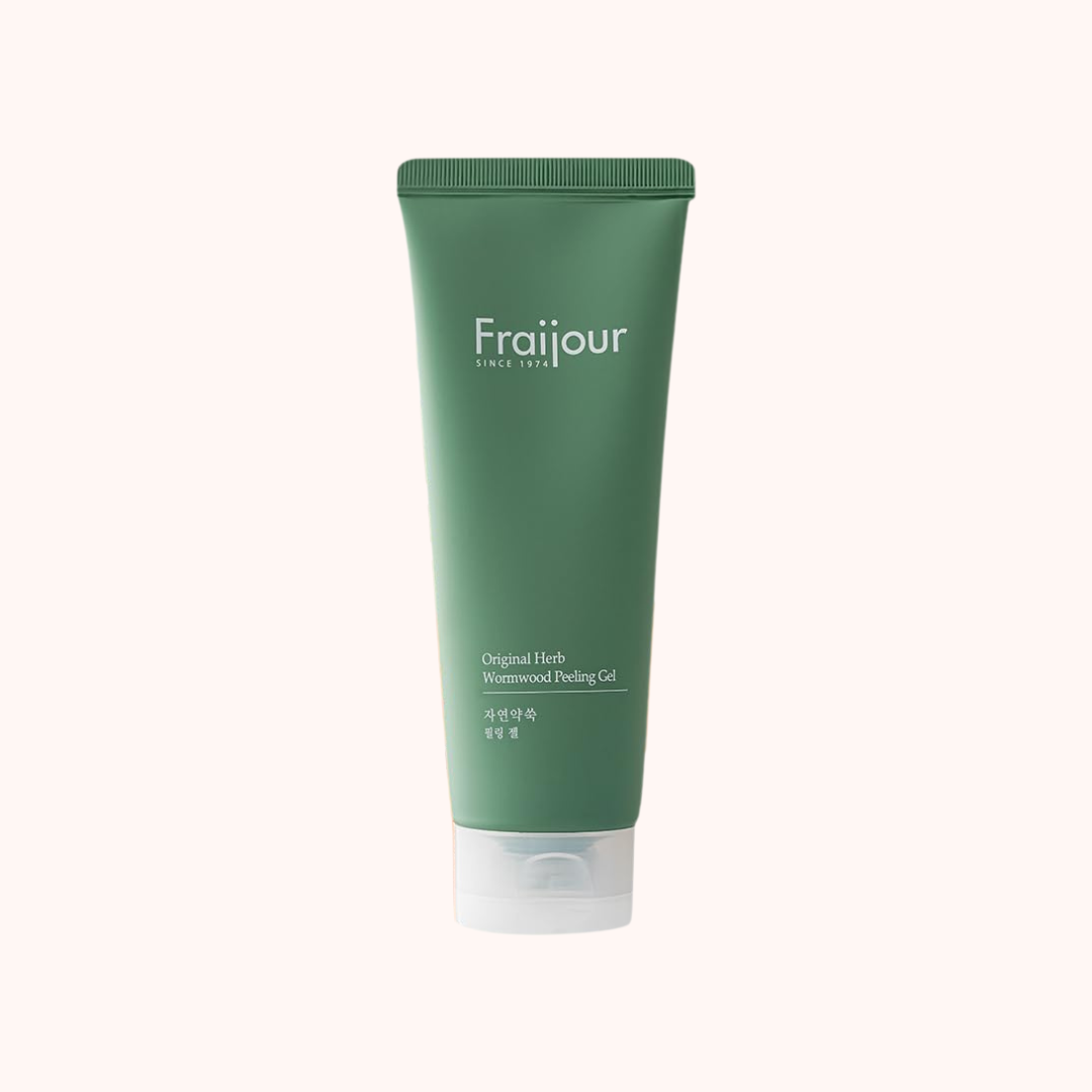 Green tube of Fraijour skincare product on a white background