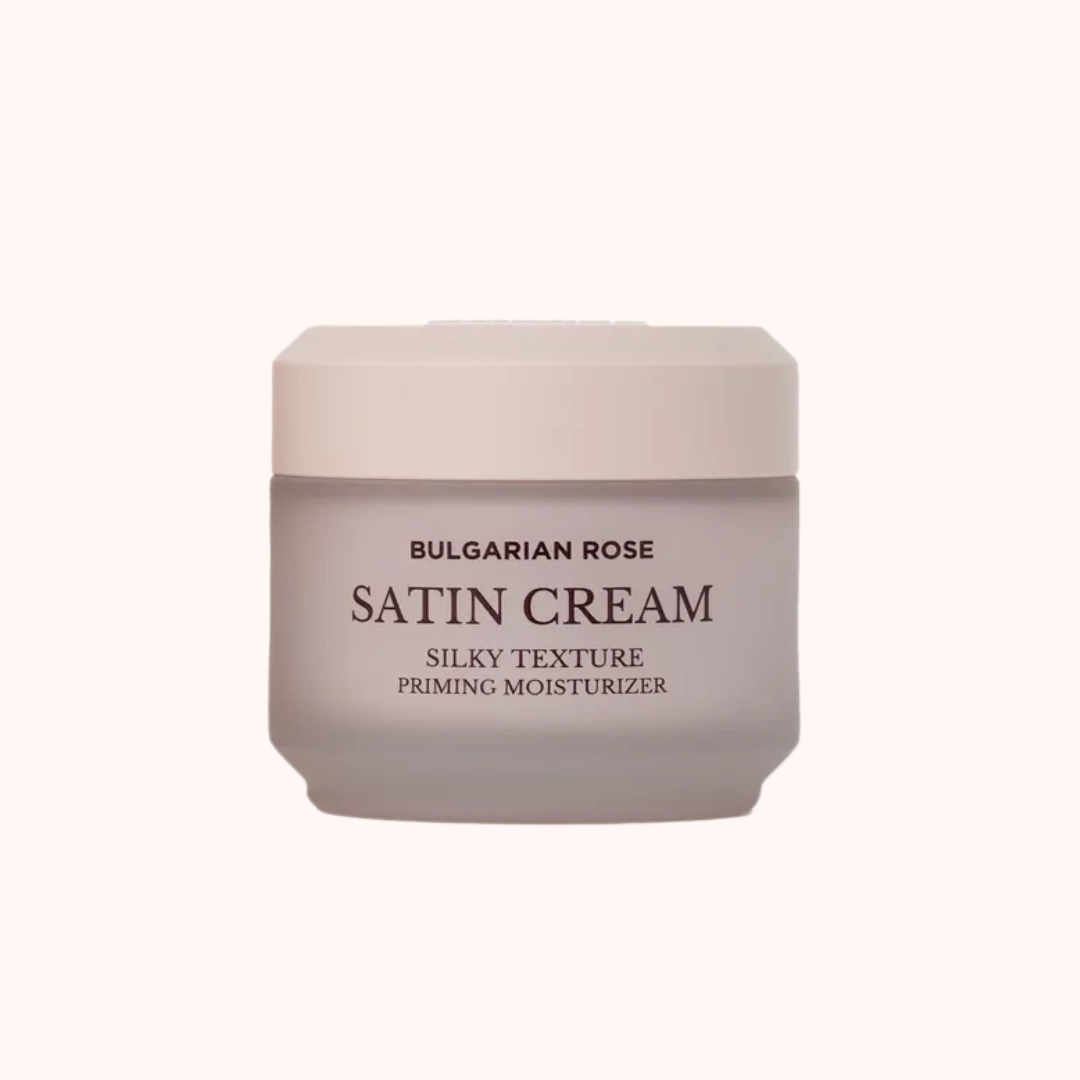 Jar of Bulgarian Rose Satin Cream on a white background