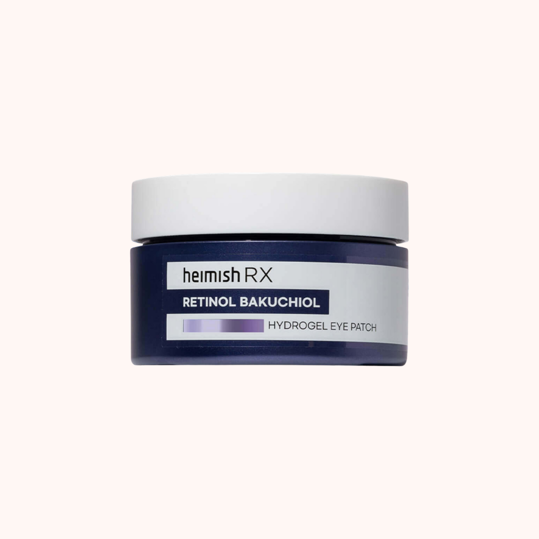Heimish RX Retinol Bakuchiol hydrogel eye patch container on a white background