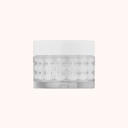 Skincare jar with white lid on a white background