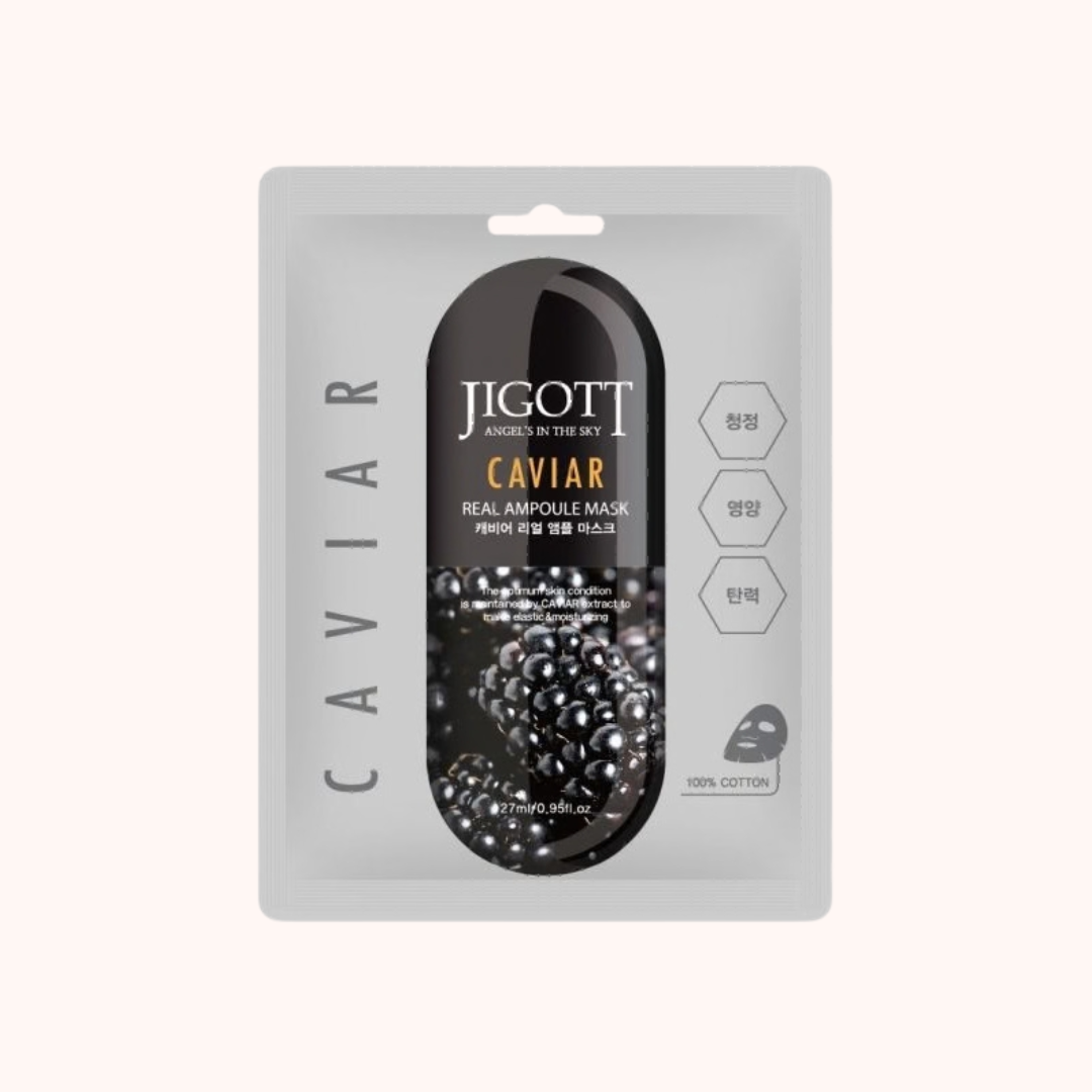 Jigott Caviar Real Ampoule Mask packaging on a white background
