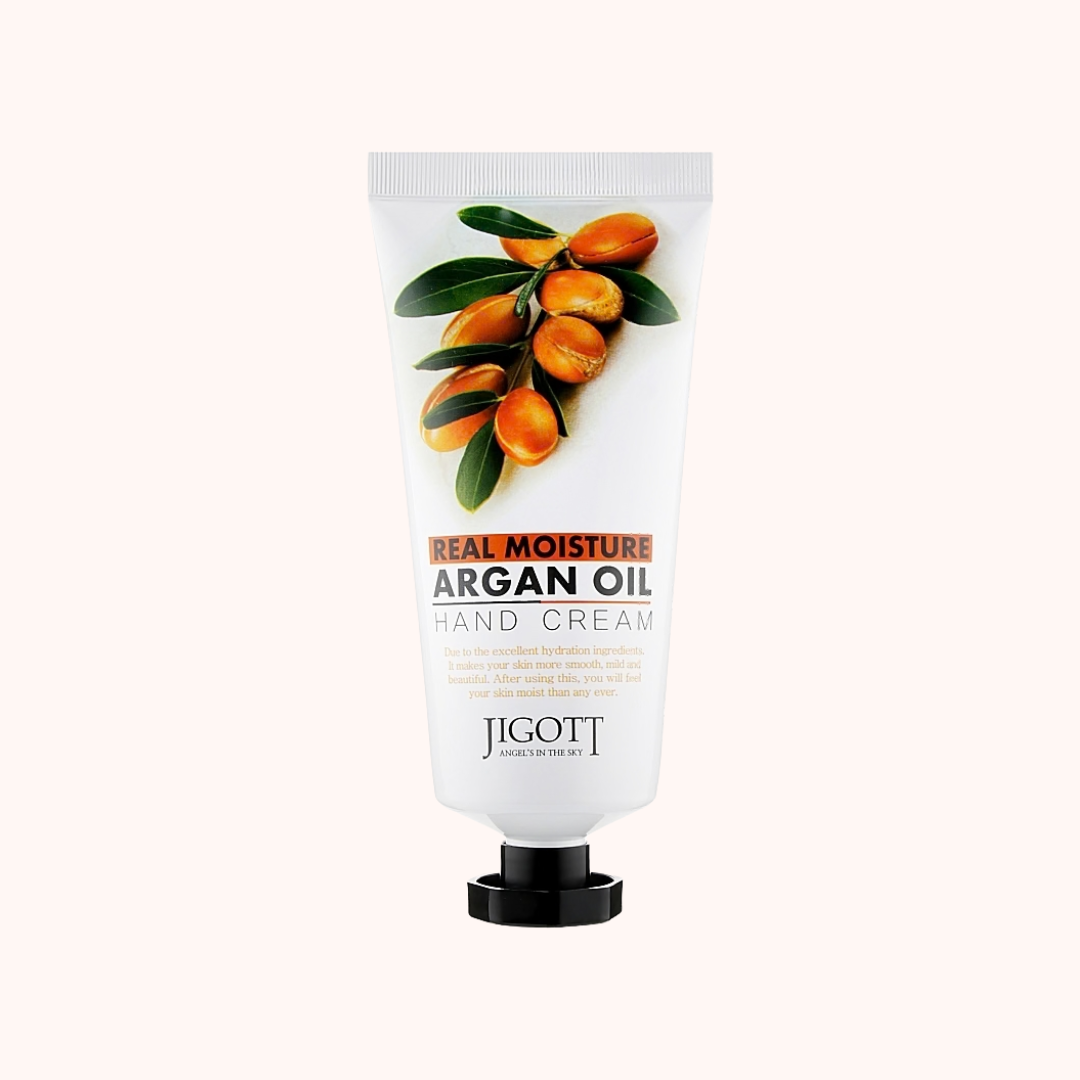 Jigott argan oil hand cream on a white background