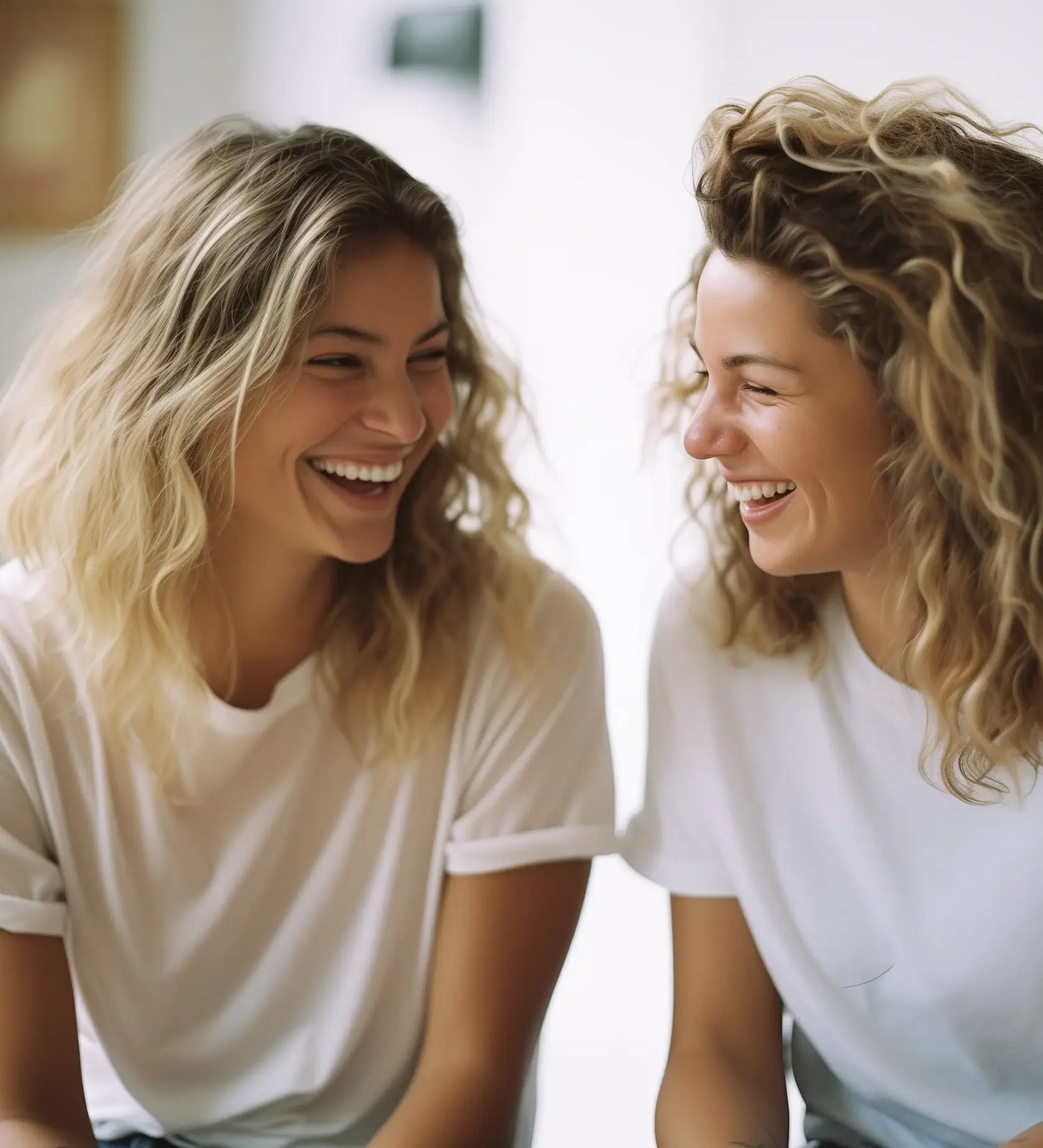 Two beautiful girls laughing 