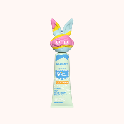 Lalarecipe sunscreen tube with bunny design on a white background