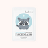 Packaging of Look At Me Aqua Moisture Raccoon Face Mask featuring an illustration of a raccoon and product details