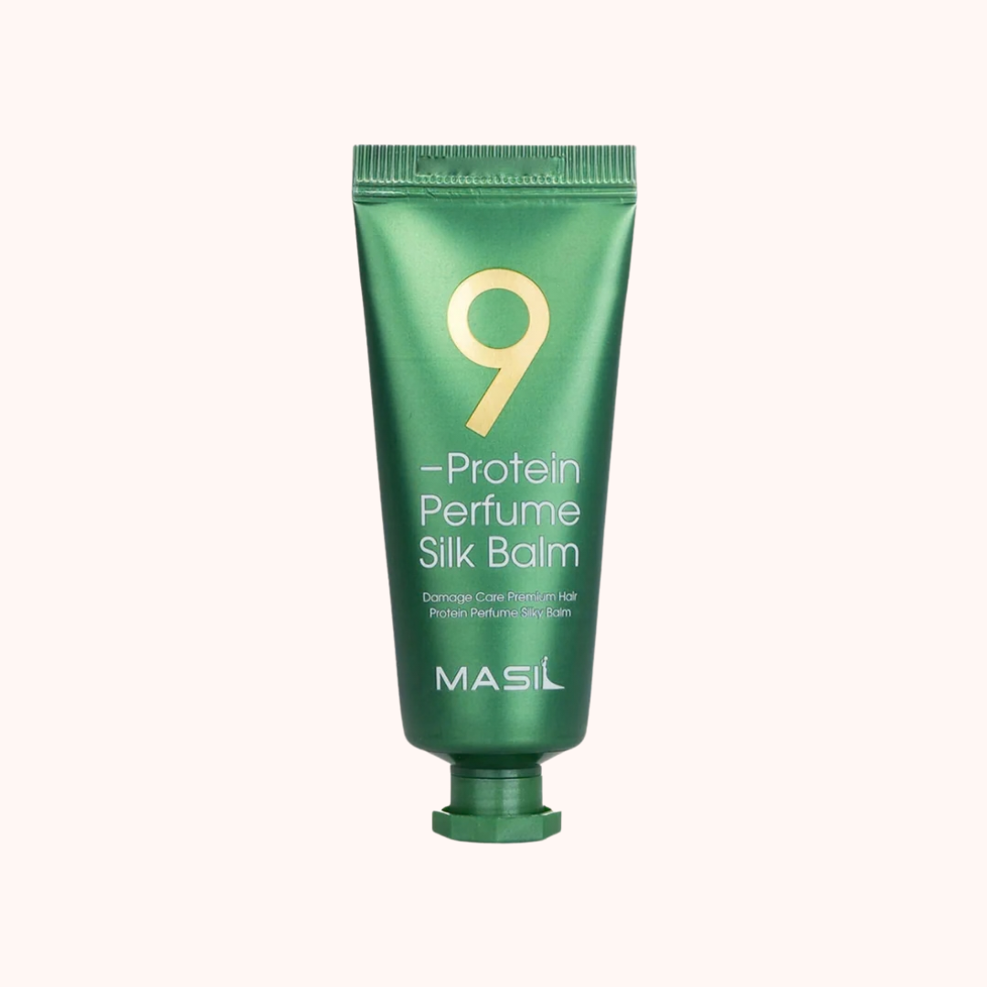 Green tube of Protein Perfume Silk Balm by MASIL on a white background