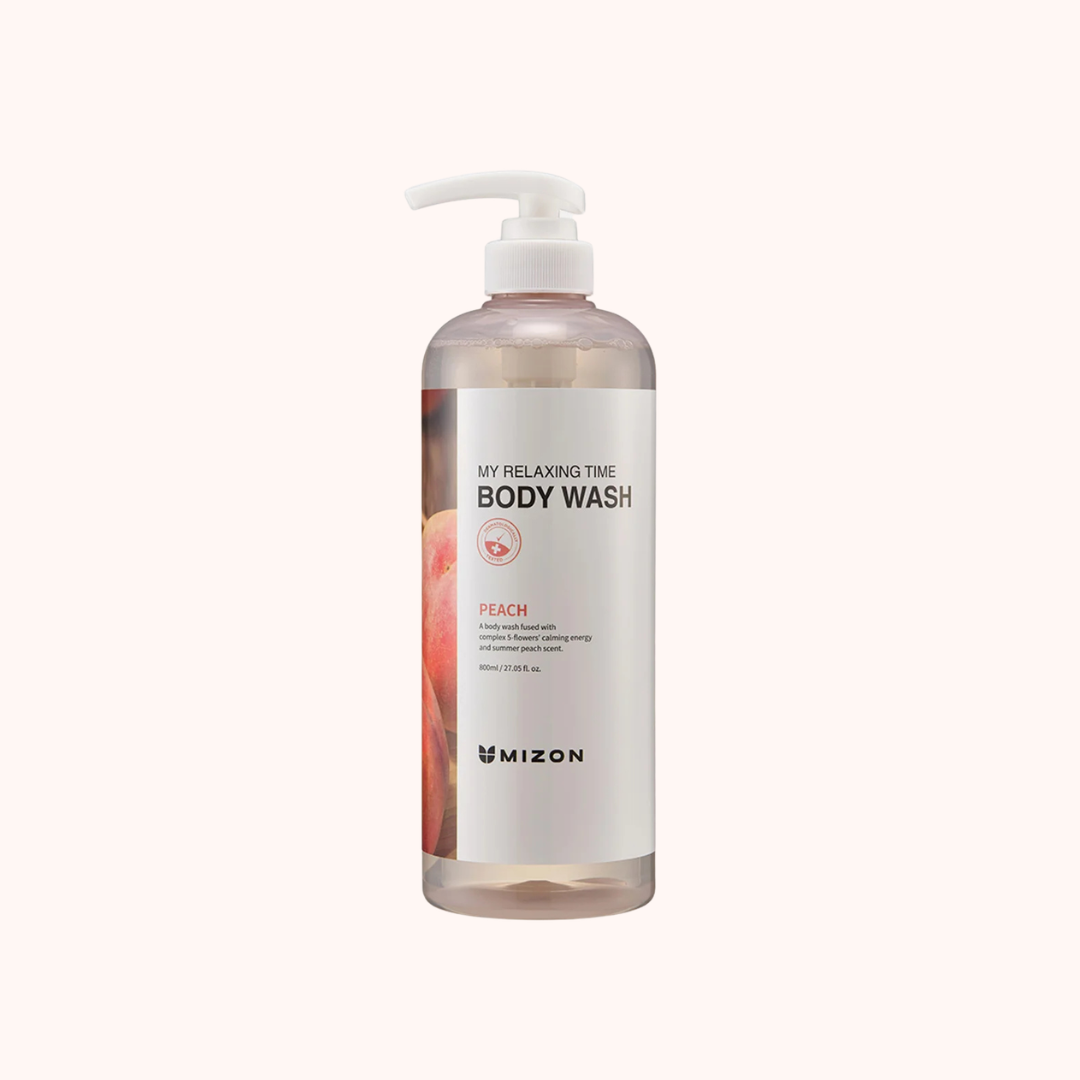 Mizon body wash bottle with pump on a white background
