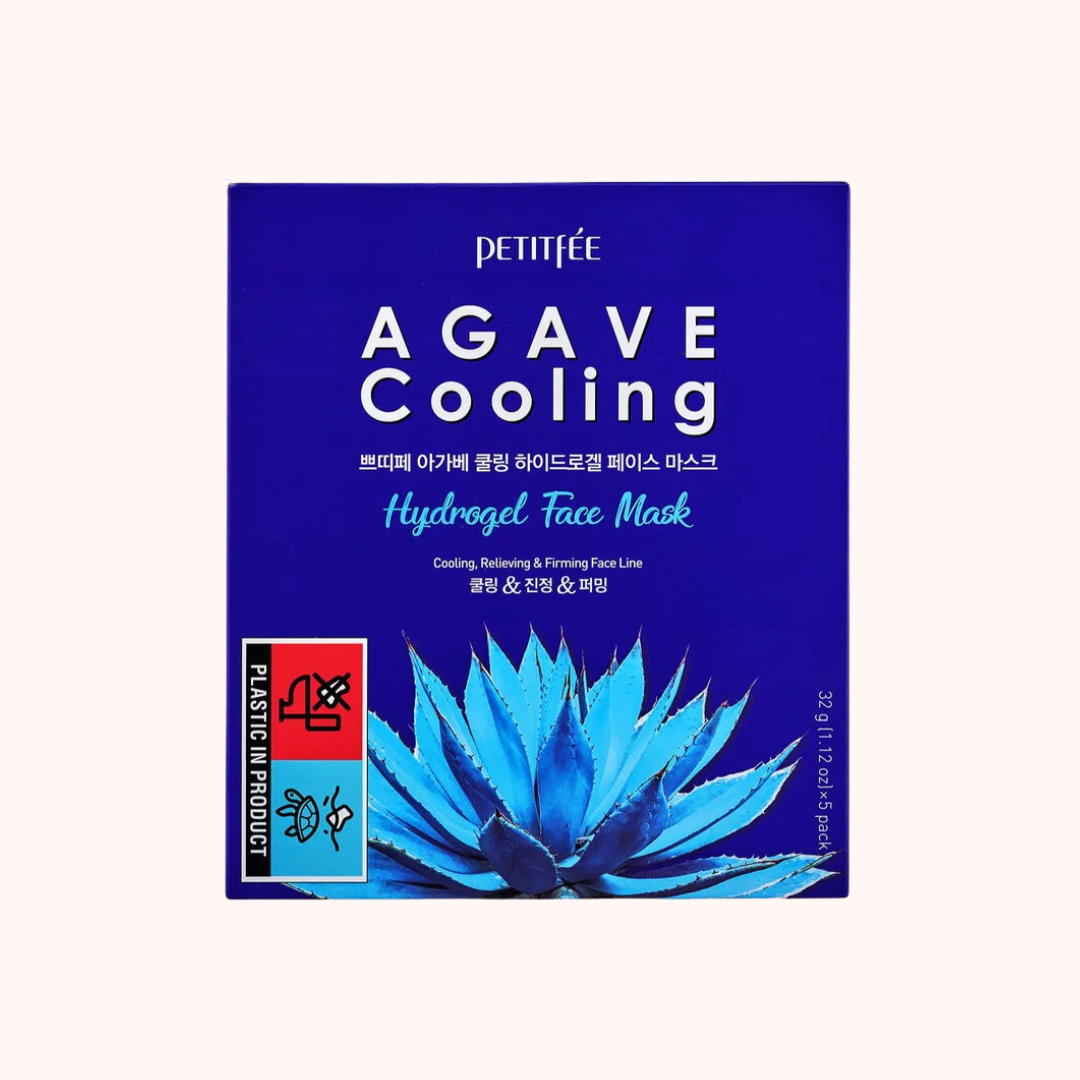 Petitfee Agave Cooling Hydrogel Face Mask packaging on a white background