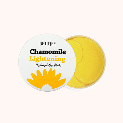 Petitfee Chamomile Lightening Hydrogel Eye Mask packaging on a white background