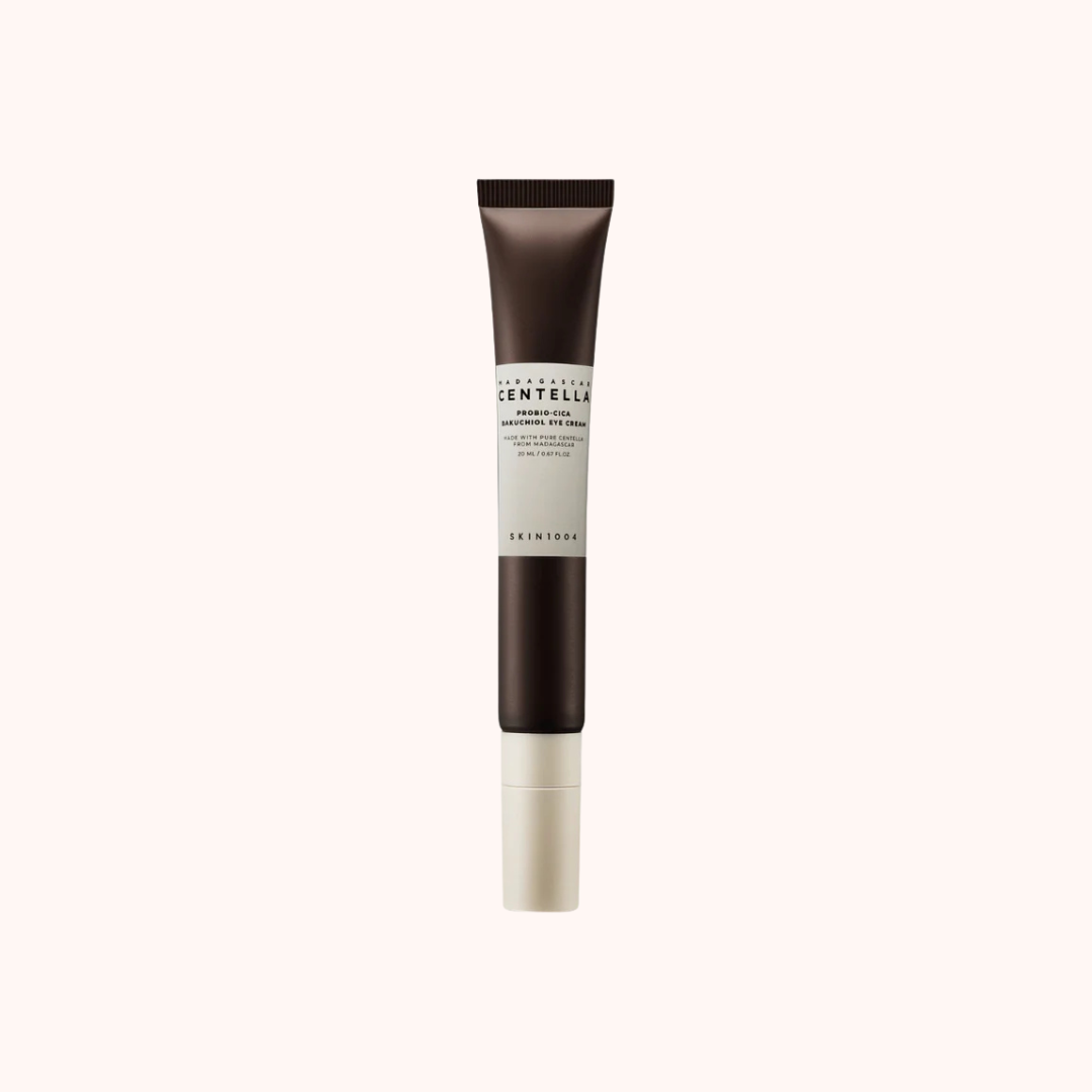 Skincare tube with brand label on a white background