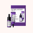 Retinol Intense trial kit with multiple purple bottles and a box on a white background