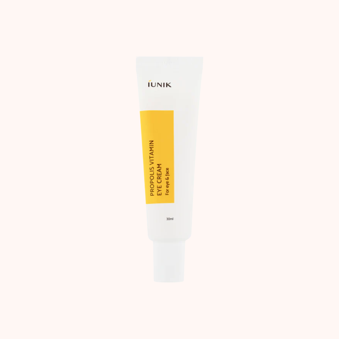 LUNIK eye cream tube with yellow label on a white background