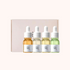 Four bottles of Beauty of Joseon Hanbang serums, each with a dropper, displayed in a box with a pink background.