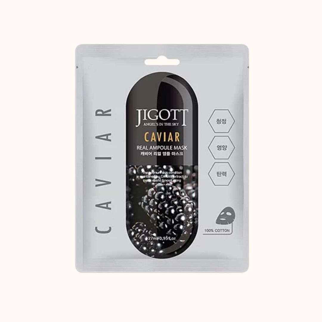 Jigott Caviar Real Ампульная тканевая маска для лица с экстрактом икры 27мл