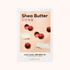 Packaging for Missha Airy Fit Sheet Mask with Shea Butter, showing the product and its name in English and Korean, with an image of shea nuts and a cotton mask on a pink background.